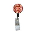 Carolines Treasures Letter T Football Cardinal and Gold Retractable Badge Reel CJ1070-TBR